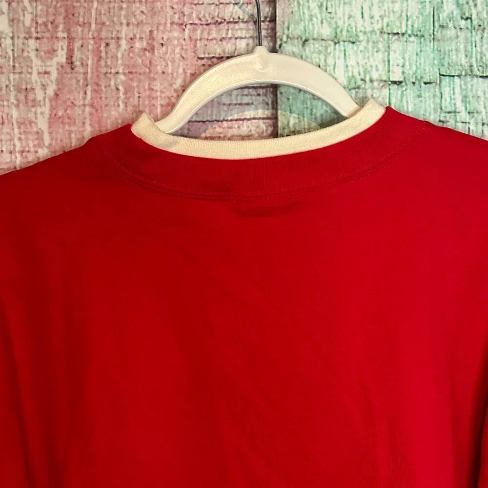 Vintage Cardinal Bird Sweatshirt Red Crewneck Embroidered Medium Christmas - Picture 4 of 5